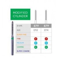 3D Dental Modified Cylinder (Bevel), Diamond, Bur, Medium, 879-012M 10/Pk